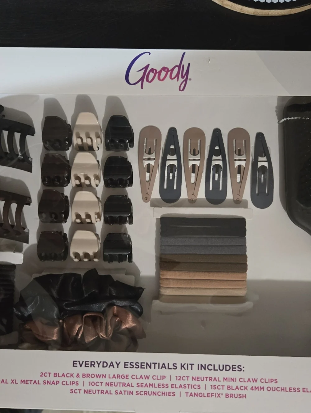Goody Women’s Everyday Hair Accessories Kit — Black, Brown & Tan